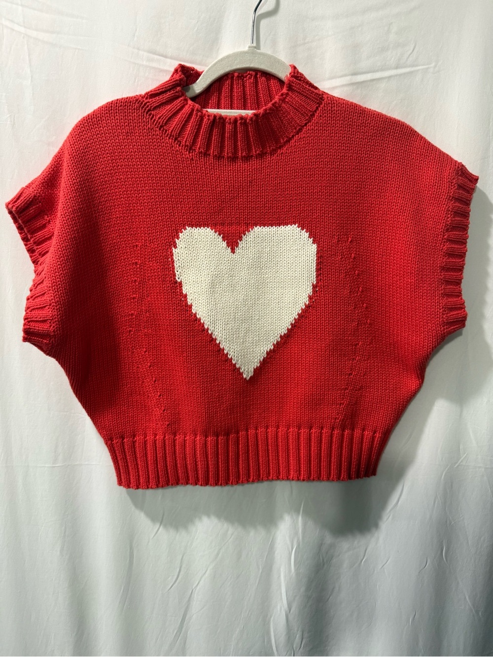 Red Heart Knit Sweater Vest - Women